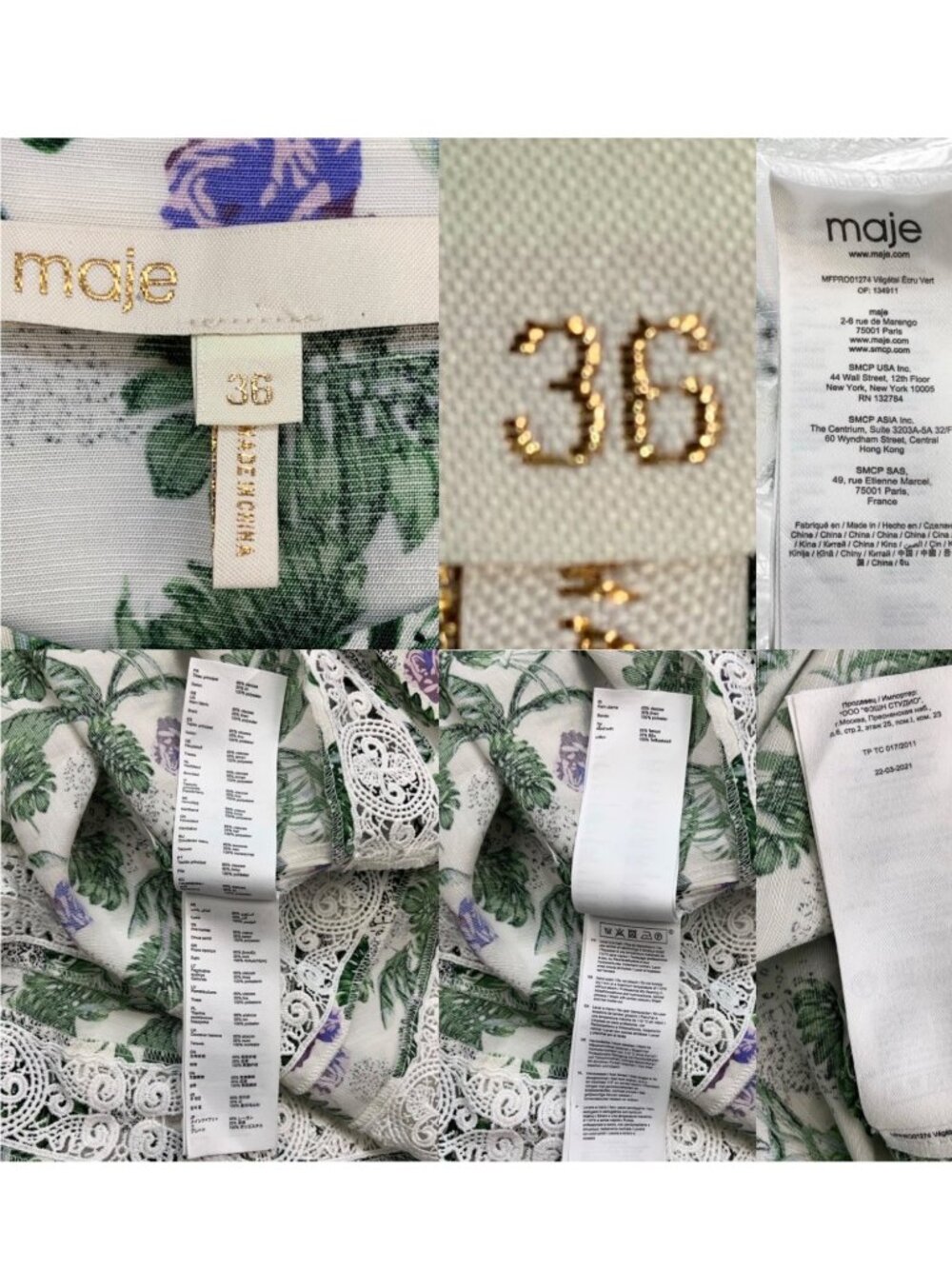 Maje Roman Floral Print Woven Mini Dress 36 US 4 Linen Blend - Picture 9 of 16